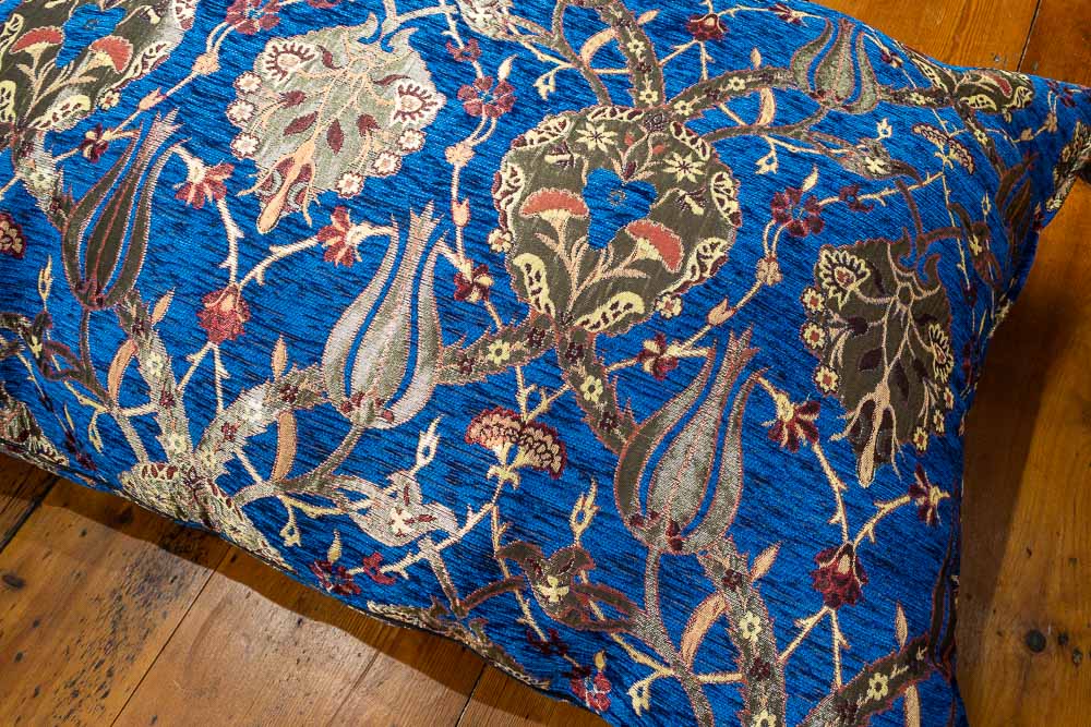 Large Blue Ottoman Turkish Tulip Floor Cushion Cover 69x100cm